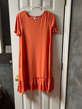Zenana Outfitters Bright Orange Ruffle Mini Dress Women’s Medium